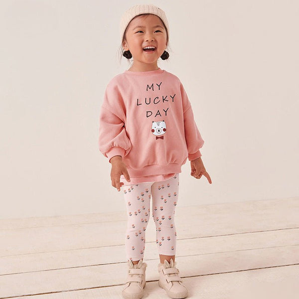 Toddler/Kid Girl's "My Lucky Day" Design Sweatshirt with Leggings Set