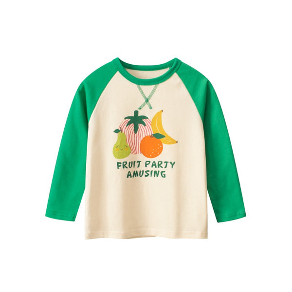 Toddler/Kid Girl's Long Sleeve Fruit Party Print Design T-shirt