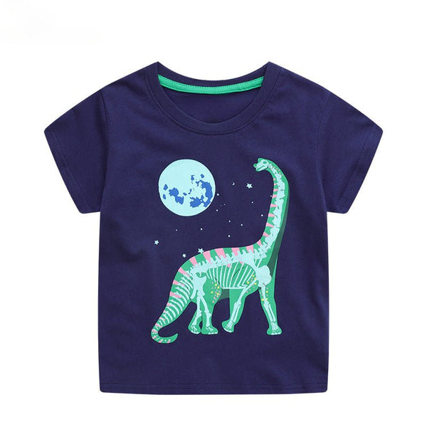 Toddler/Kid Boy's Dino In The Moonlight Glow Design T-shirt