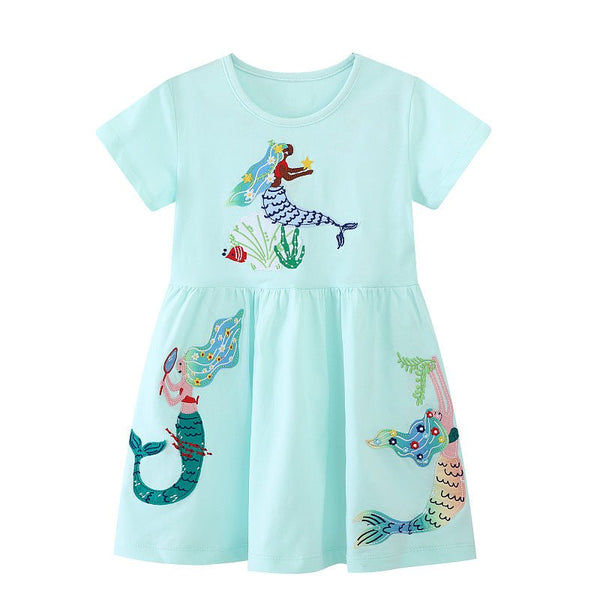 Toddler/Kid Girl Mermaids Embroidery Dress