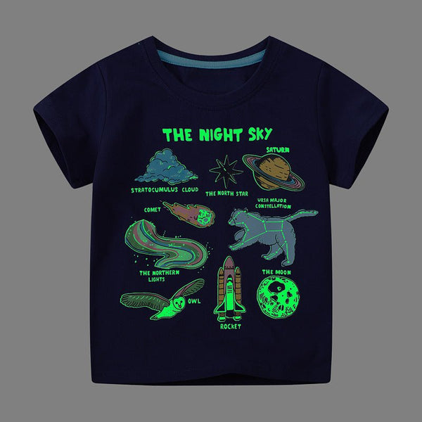 Toddler/Kid's Glow in the Dark "The Night Sky Print" Design T-Shirt