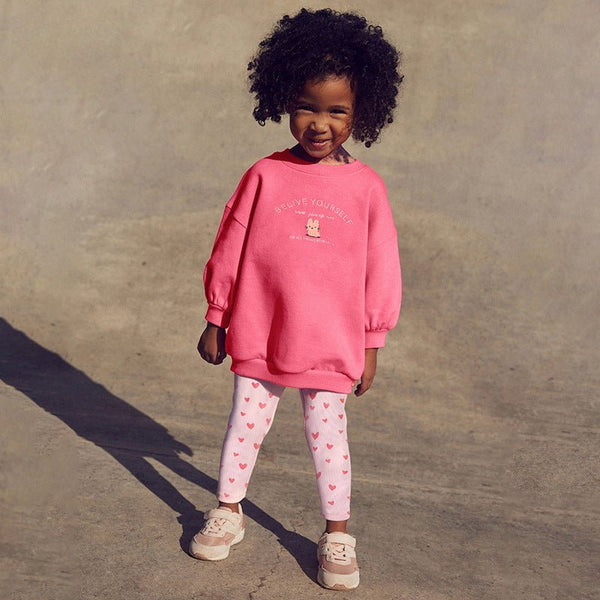 Toddler/Kid Girls Bunny Design Sweatshirt with Heart Print Leggings Set