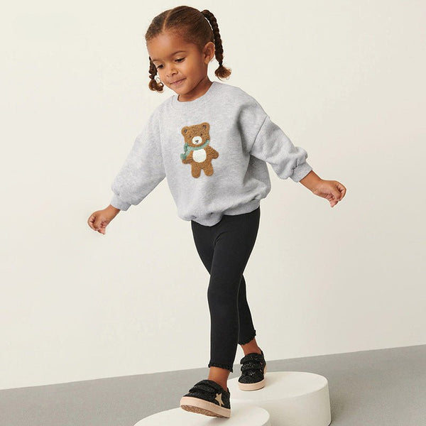 Toddler/Kid Girl's Little Bear Design Gray Sweatshirt with Leggings Set