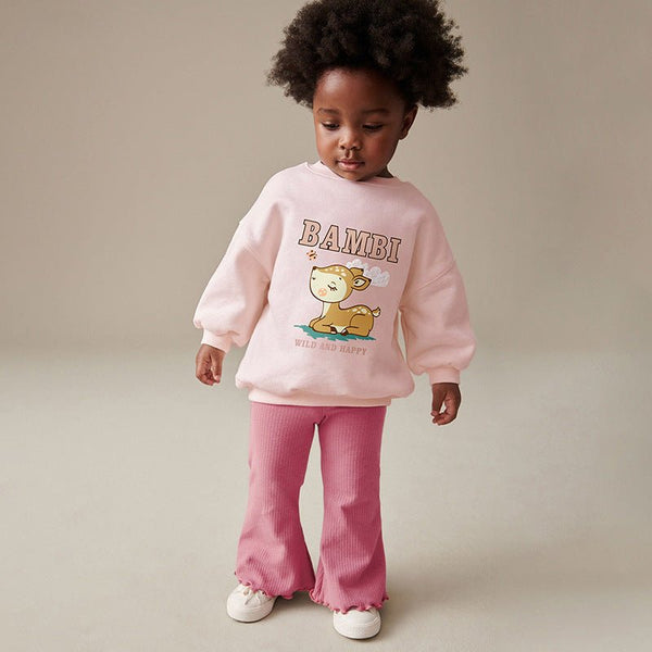 Toddler/Kid Girl's Bambi Print Design Sweatshirt with Pants Set