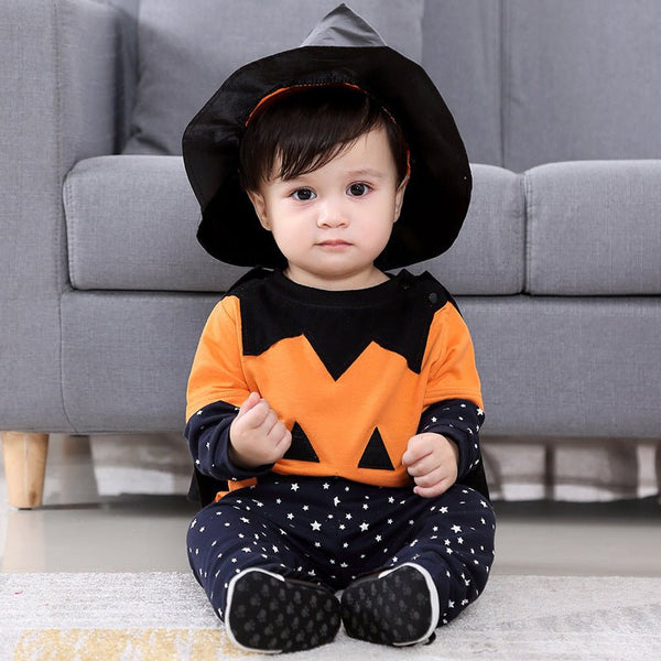 Baby/Toddler/Kid Halloween Pumpkin Jumpsuit with Hat Set