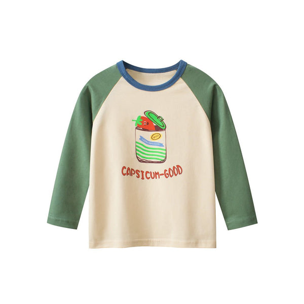 Toddler/Kid's Capsicum Veggie Print Long Sleeve Shirt