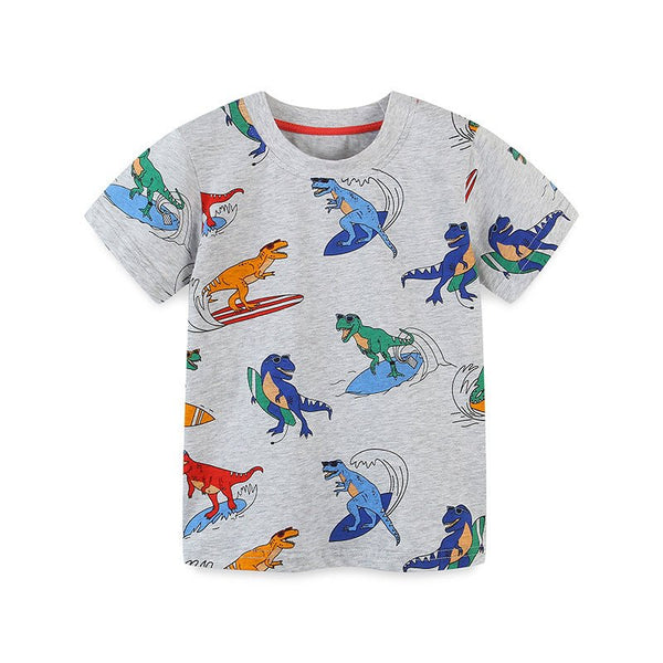 Toddler/Kid Boy Cartoon Dinosaur Surf Print Design T-Shirt