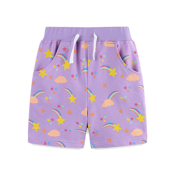 Toddler/Kid Girl's Star and Rainbow Print Design Shorts