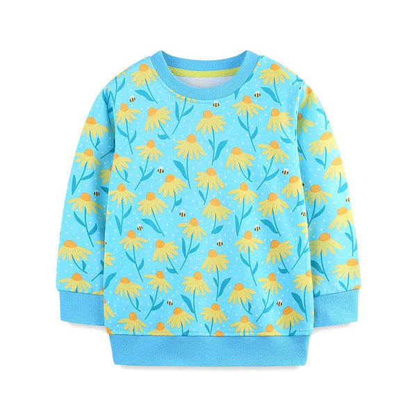 Toddler/Kid Girl's Sunflowers with Bees Print Design Sweatshirt