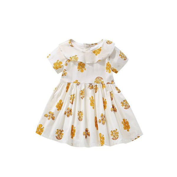 Toddler/Kid Girl Allover Yellow Florals Fashion Dress