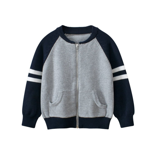 Toddler/Kid Boy Soft Gray Zip-Up Sweater