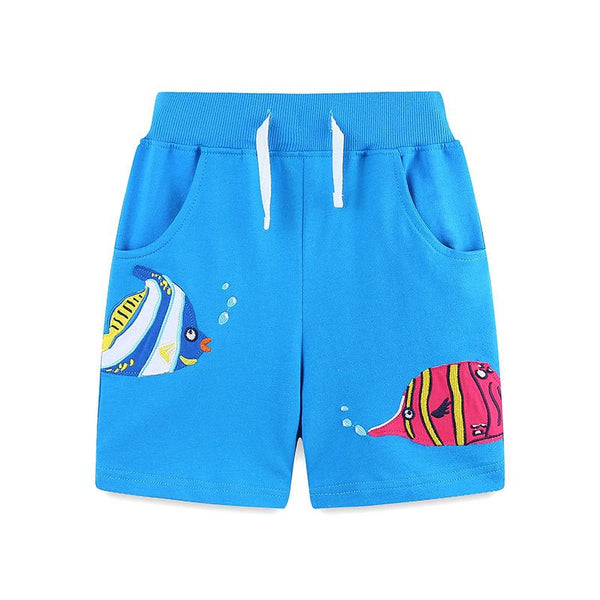 Toddler/Kid Boy's Cartoon Fish Embroidery Design Shorts