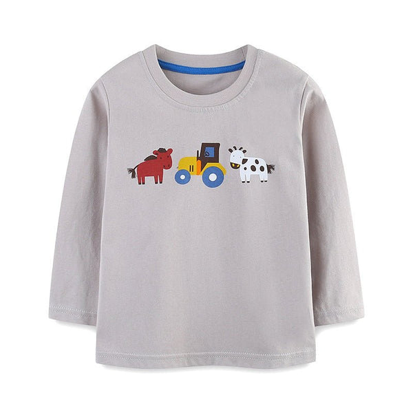 Toddler/Kid Boy Animals and Truck Print Long Sleeve Shirt