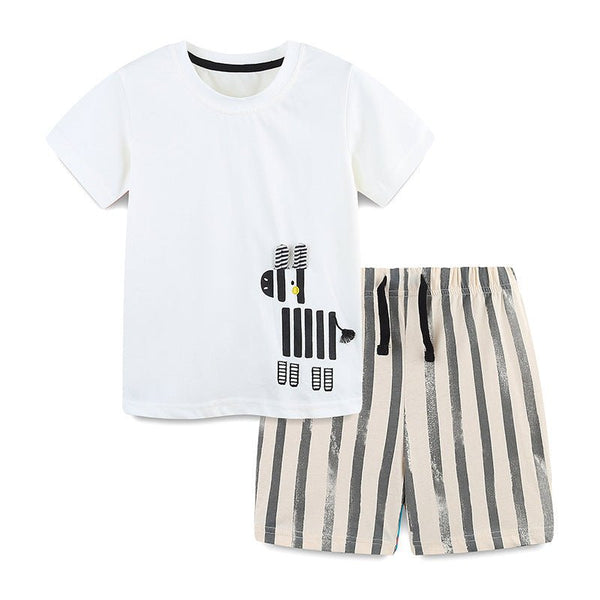 Toddler/Kid Boy's Cute Cartoon Zebra Design T-shirt with Shorts Set