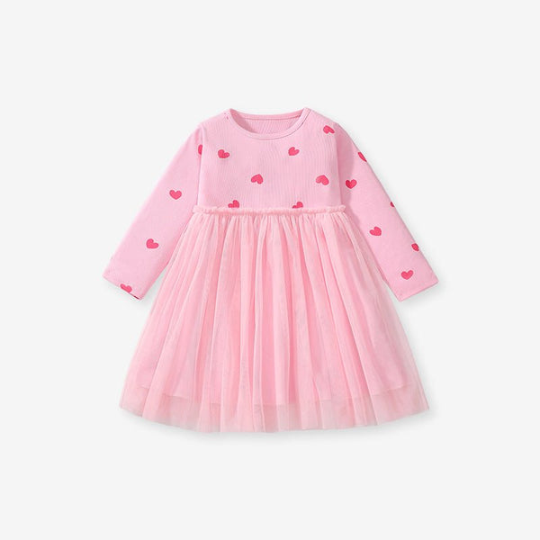 Toddler/Kid Girl's Long Sleeve Pink Heart Design Dress