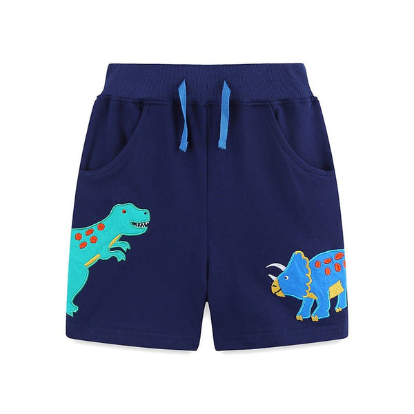 Toddler/Kid Boy's Blue Dinosaur Embroidery Design Shorts