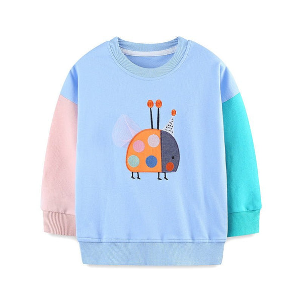 Toddler/Kid Girl's Cartoon Ladybug Design Light Blue Sweatshirt