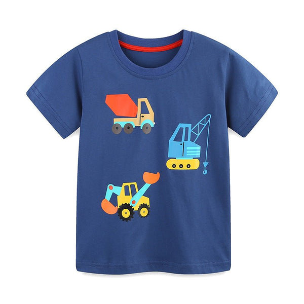 Toddler/Kid Boy's Cartoon Crane Print Design Blue T-Shirt