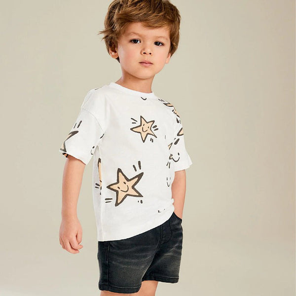 Toddler/Kid Boy's Smiling Stars Print Design T-Shirt