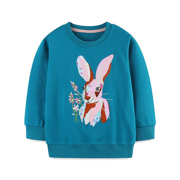 Toddler/Kid Girl's Bunny with Grass Embroidery Design Sweatshirt