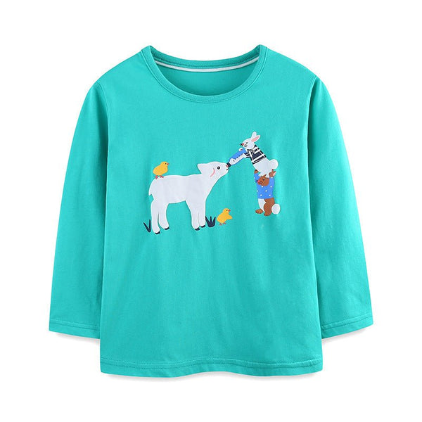 Toddler/Kid Girl's Long Sleeve Lovely Animals Print Design T-Shirt