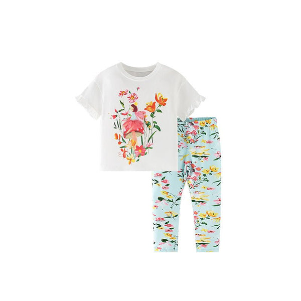 Toddler/Kid Girl Fairy Florals Fashion Top and Pants Set