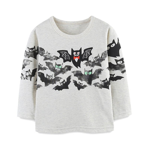 Toddler/Kid Boy's Long Sleeve Bat Print Design T-shirt