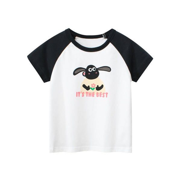 Toddler/Kid Girl's Cartoon Sheep Print Design White Tee