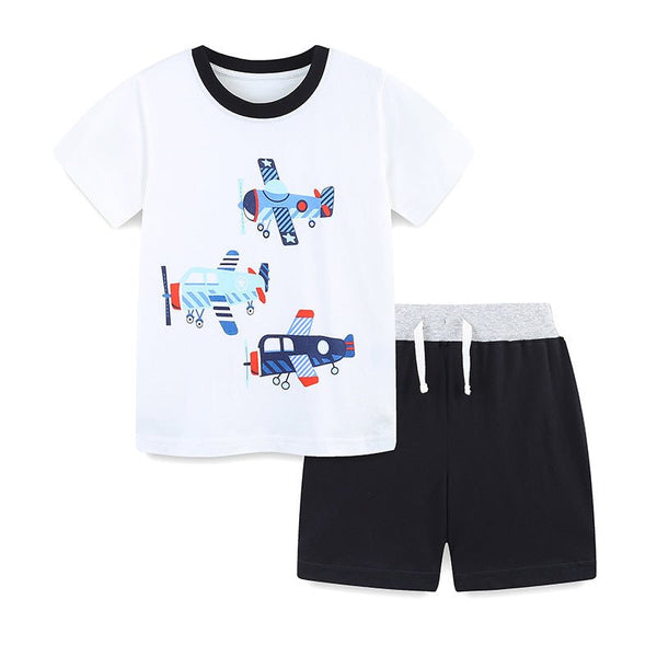 Toddler/Kid Boy's Cartoon Airplanes Print T-shirt with Shorts Set