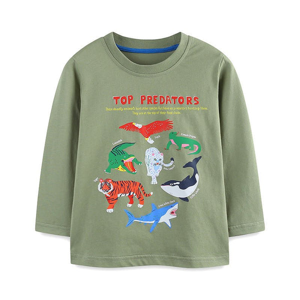 Toddler/Kid Boy's Long Sleeve Top Predators Print Design T-shirt