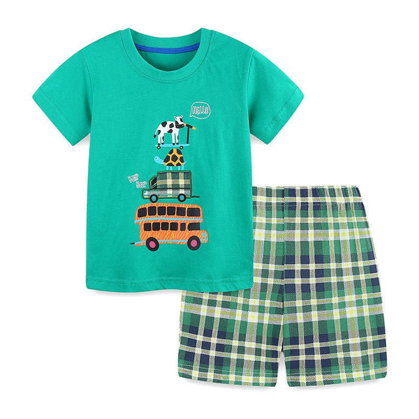 Toddler/Kid Boy's Cartoon Snail and Cow Design T-shirt with Shorts Set