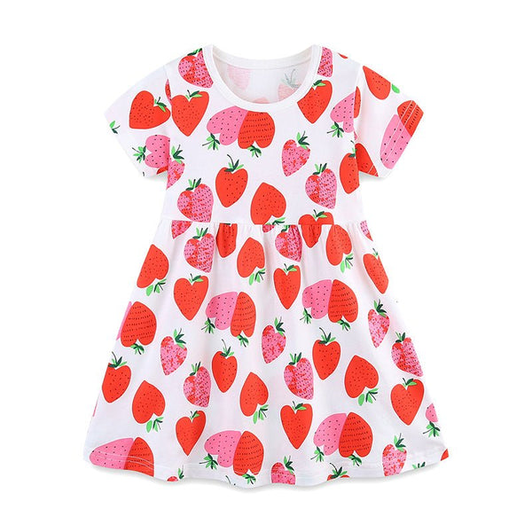 Toddler/Kid Girl's Allover Strawberry Print Design Dress