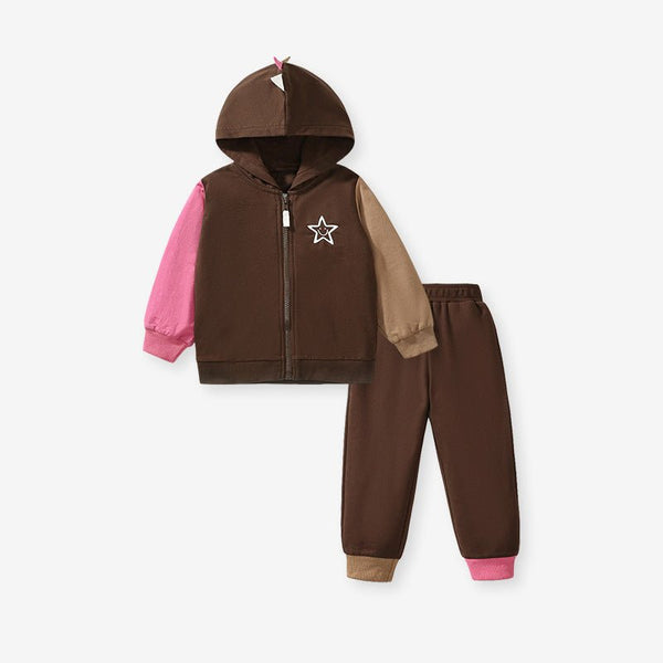 Toddler/Kid's Smiling Star Design Hooded Jacket with Pants Set
