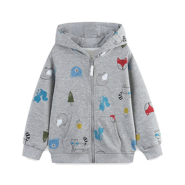 Toddler/Kid's Cartoon Animal Print Design Gray Jacket