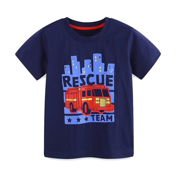 Toddler/Kid Boy's Rescue Team Print Design T-Shirt