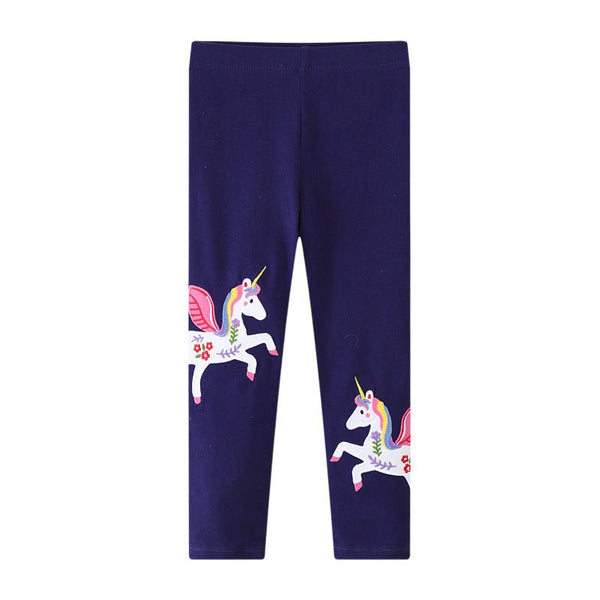 Toddler/Kid Girl's Colorful Unicorn Embroidery Design Leggings