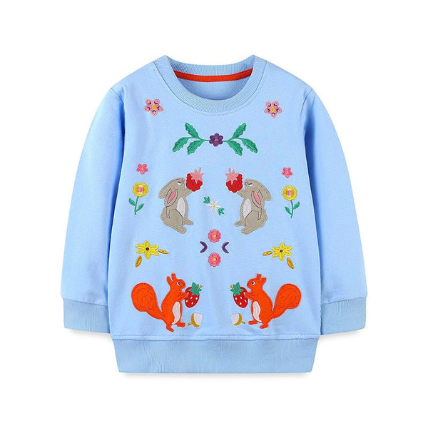 Toddler/Kid Girl's Cartoon Rabbits and Foxes Design Sweatshirt