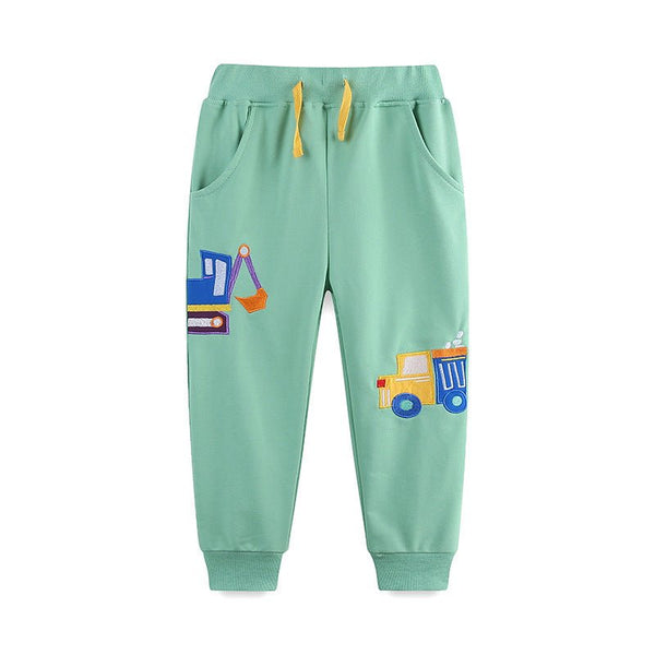 Toddler/Kid Boy's Colorful Excavators Embroidery Design Pants