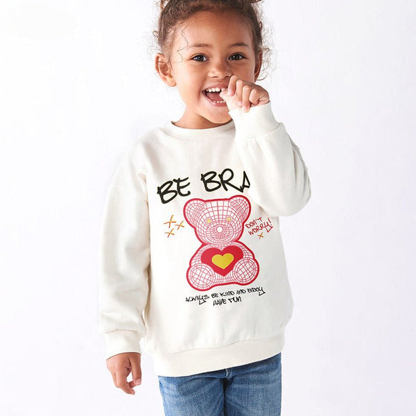 Toddler/Kid Girl's Little Bear Design White Sweatshirt