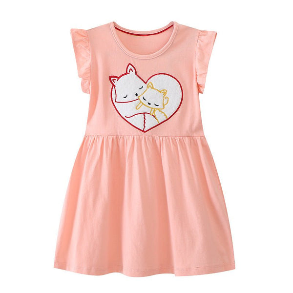 Toddler/Kid Girl's Sleeveless Fox Love Design Dress