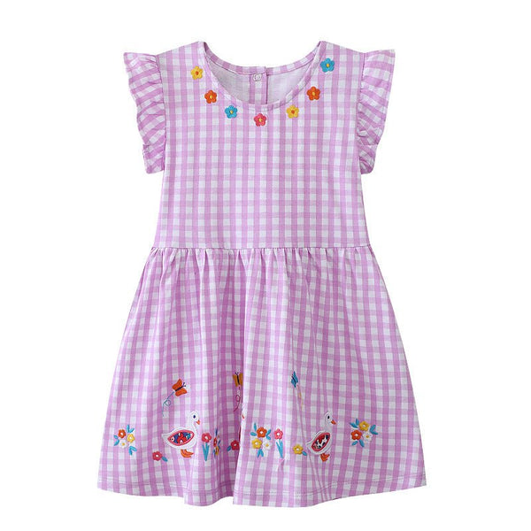 Toddler/Kid Girl's Sleeveless Floral and Duck Design Dress