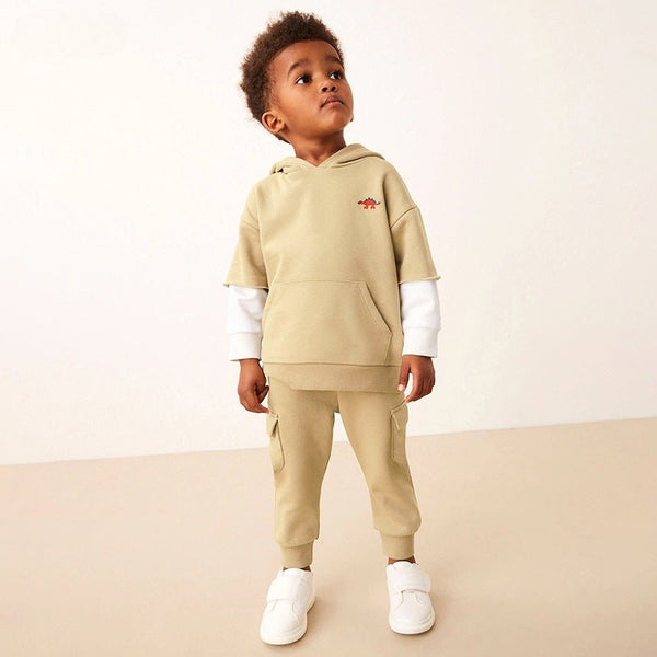 Toddler/Kid Boy's Little Cutie Dino Embroidered Design Sweatshirt with Pants Set