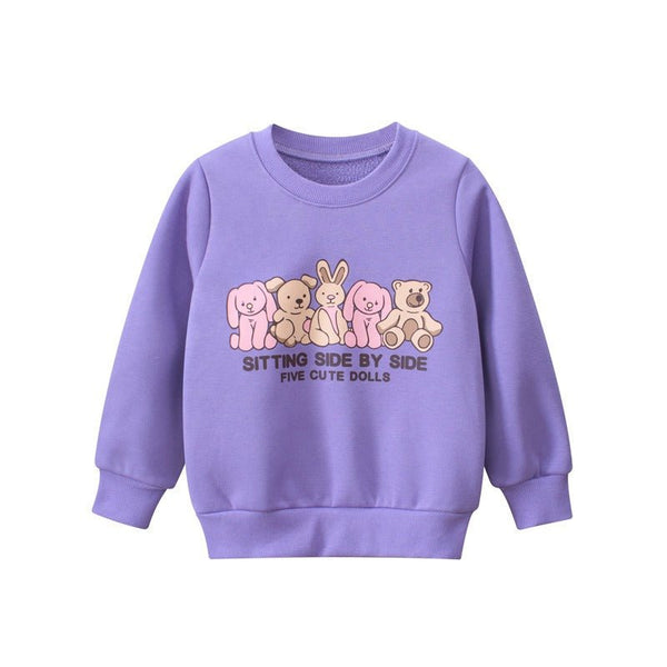 Toddler/Kid Girl's Purple Dolls Print Design Sweatshirt