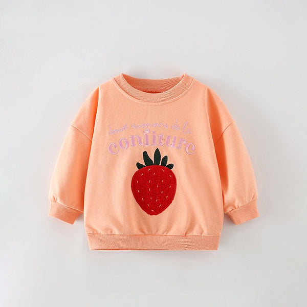 Toddler/Kid Girl Soft Strawberry Embroidery Sweatshirt