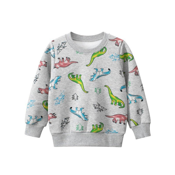 Toddler/Kid Boy's Allover Dinosaur Print Design Gray Sweatshirt