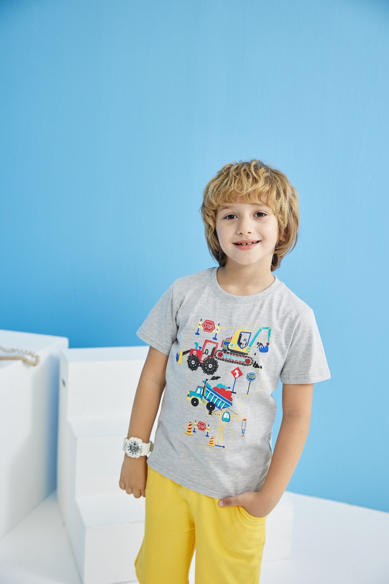 Toddler Boy's Gray Cartoon Truck Print T-shirt – Kidsyard Greenland