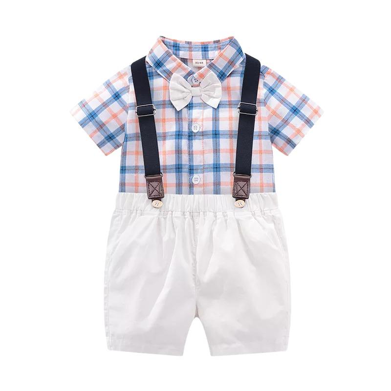 Baby Boy's Bowtie/Checkered Shirt + Shorts Gentelmen Suit – Kidsyard ...