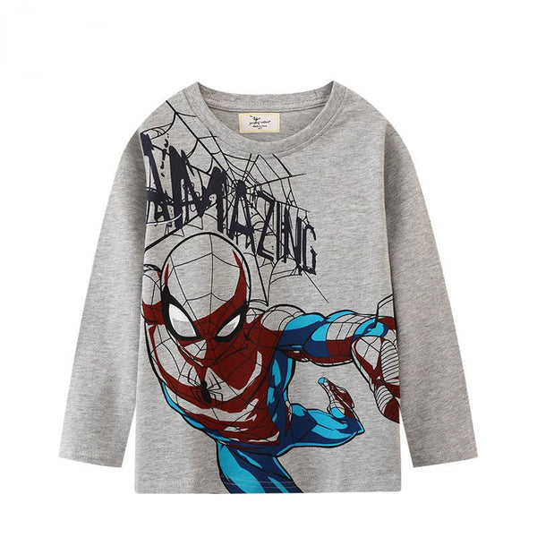 Toddler/Kid Boy's Gray Long Sleeve Spiderman T-shirt