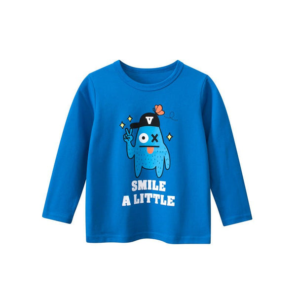 Toddler/Kid Boy's Cartoon Character Print Blue Long Sleeve T-shirt