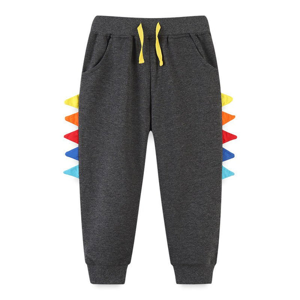 Toddler/Kid Boy's Gray Casual Pants with Colorful Flags on the Side